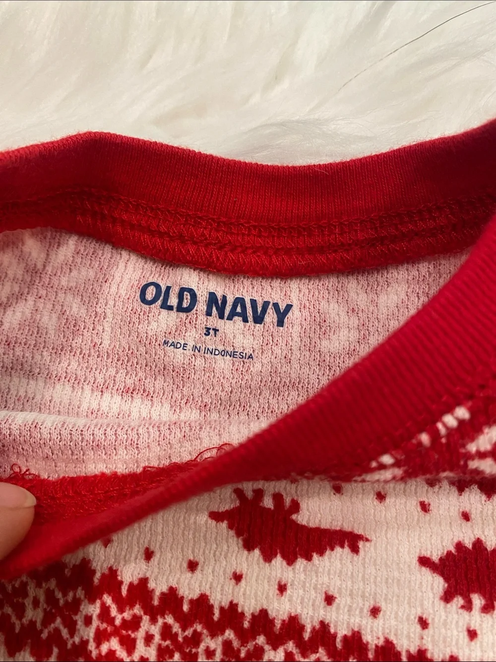 Old Navy Red and White Fair Isle Long Sleeve Top - Kids